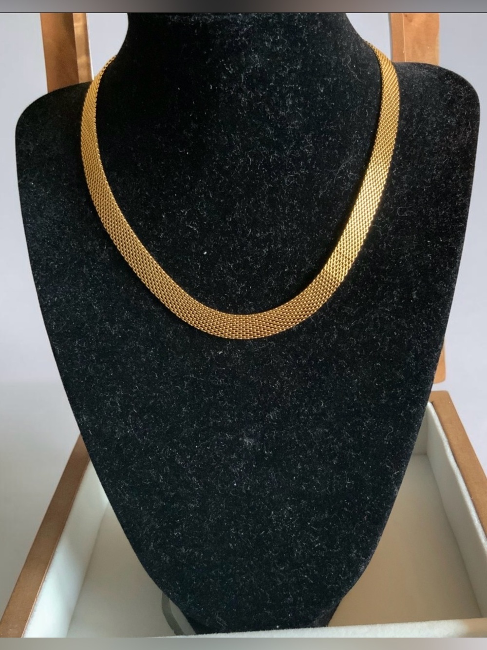 Gold over stainless steel Mesh Herringbone Necklace